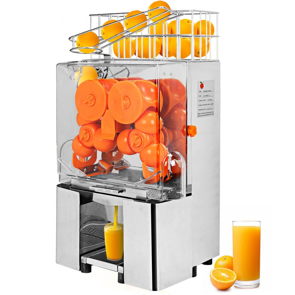 VEVOR VEVOR Exprimidor de Naranjas, 120 W, Máquina Automática Comercial  Naranja, 20 Naranjas/Min, Exprimidor Naranjas Profesional, Acero Inoxidable  de Grado Alimenticio, Maquinas de Zumo de Naranja