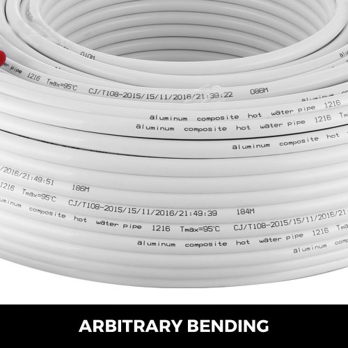 VEVOR Tubería Suelo Radiante 200 m, Pex al Pex Tubo de Aluminio Temperatura 10~95 ℃, Tubo Pex al Pex, Tubería Multicapa Tubería de Oxígeno-Calefacción para Calefacción de Suelos Radiantes Color Blanco