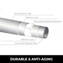 VEVOR Tubería Suelo Radiante 200 m, Pex al Pex Tubo de Aluminio Temperatura 10~95 ℃, Tubo Pex al Pex, Tubería Multicapa Tubería de Oxígeno-Calefacción para Calefacción de Suelos Radiantes Color Blanco