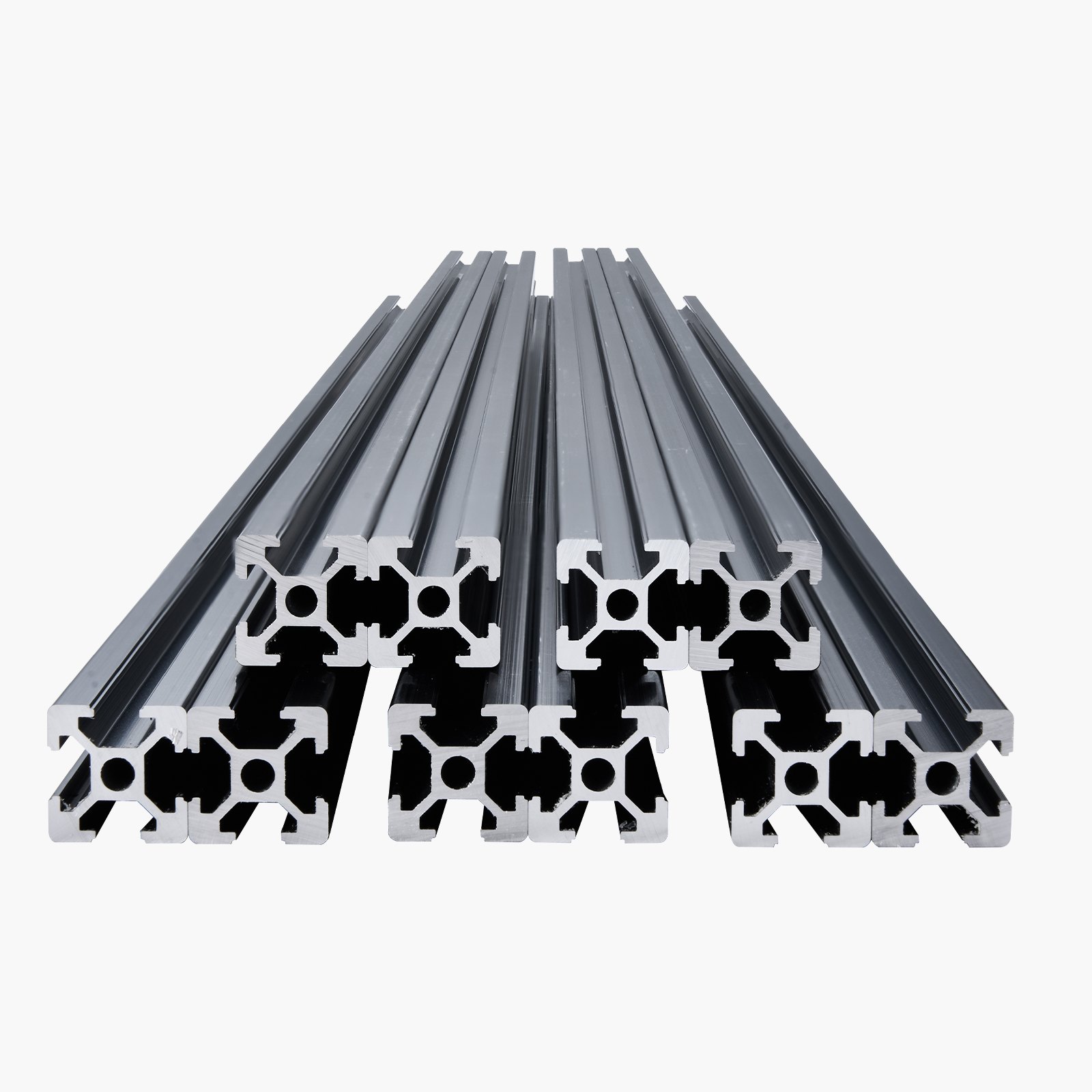 VEVOR 10 Piezas Perfiles de Extrusión de Aluminio 2020 con Ranura en T de 2000 mm, Riel Lineal Anodizado de Alta Resistencia para Impresora 3D, Máquina CNC (DIY), Grabado Láser, Color Negro