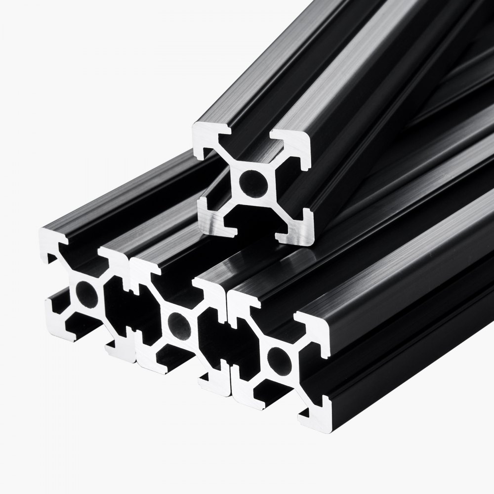 VEVOR 4 Piezas Perfiles de Extrusión de Aluminio 2020 con Ranura en T de 1200 mm, Riel Lineal Anodizado de Alta Resistencia para Impresora 3D, Máquina CNC (DIY), Grabado Láser, Color Negro