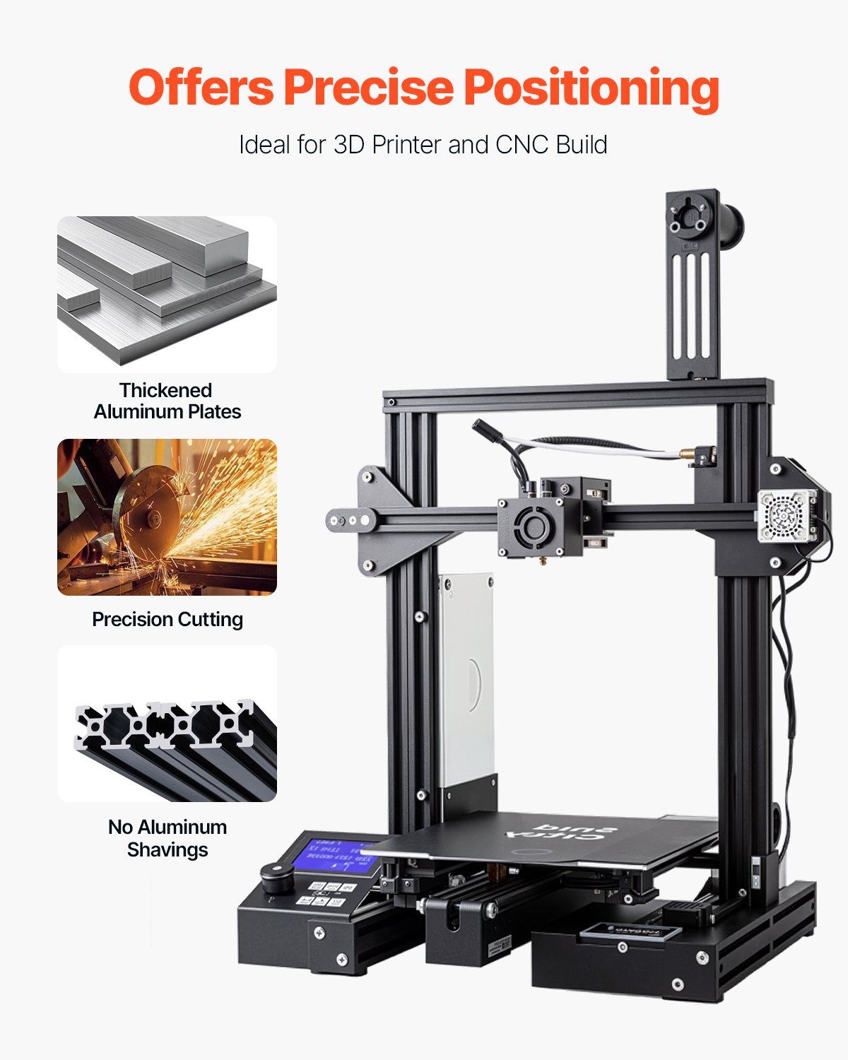 VEVOR 5 Piezas Perfiles de Extrusión de Aluminio 2040 con ranura en T de 1200 mm, Riel Lineal Anodizado de Alta Resistencia para Impresora 3D, Máquina CNC (DIY), Grabado Láser, Color Negro