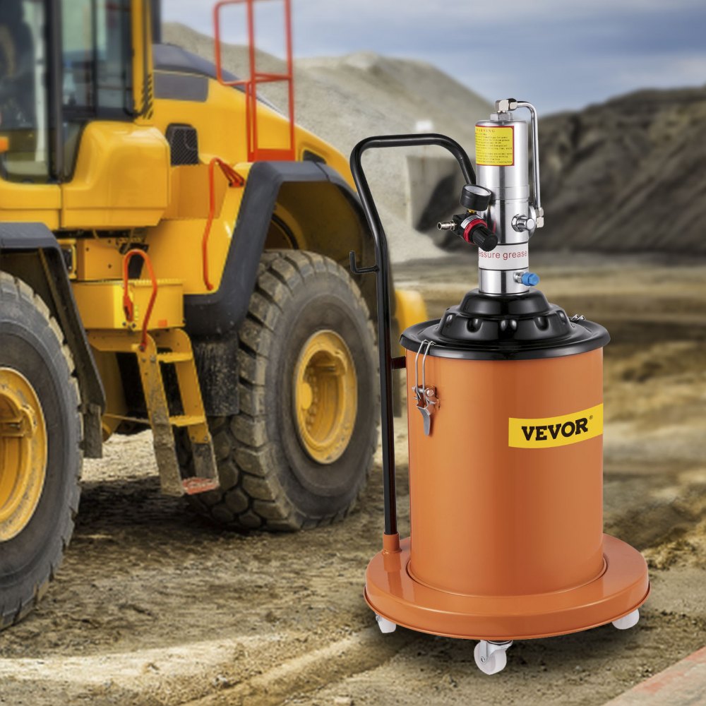 VEVOR Juego de bomba de grasa portátil de 20 litros, bomba de grasa neumática eléctrica de 5 galones con manguera hidráulica de alta presión de 20 pies (aprox. 6 m)