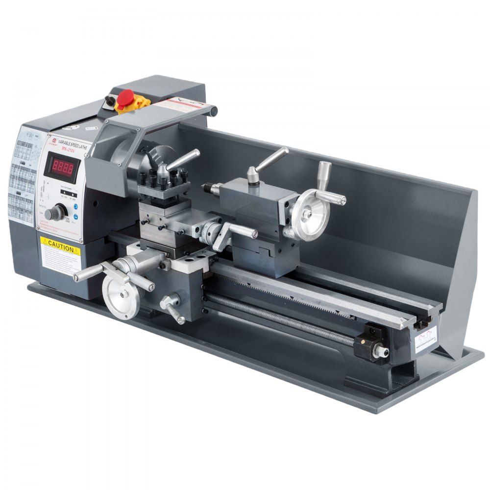 VEVOR Mini Torno de Metal de 210 mmx400 mm, Torno de Velocidad Variable, Mini Torno de Metal Banco 750W, Mini Torno de Metal Fresado de Metal para Torneados de Metal Jade de Madera 50-2500 RPM