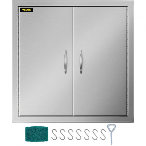 VEVOR Puerta de la cocina al aire libre Puerta de barbacoa Doble 24 Pulgadas de acero inoxidable 304 Perfecto para cocinas al aire libre y condiciones