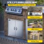 Puerta de acceso para barbacoa VEVOR en configuración de cocina al aire libre con isla de barbacoa y fregadero de cocina.