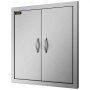 Puerta de acceso para barbacoa VEVOR de acero inoxidable con manijas dobles y diseño elegante.