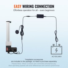 VEVOR Kit de actuador lineal, actuador de movimiento lineal de 330 mm, 24 V, actuador lineal de 14 mm/s, 220 lb/1000 N para levantar TV/mesa/sofá, protección IP44, adaptador de corriente incluido