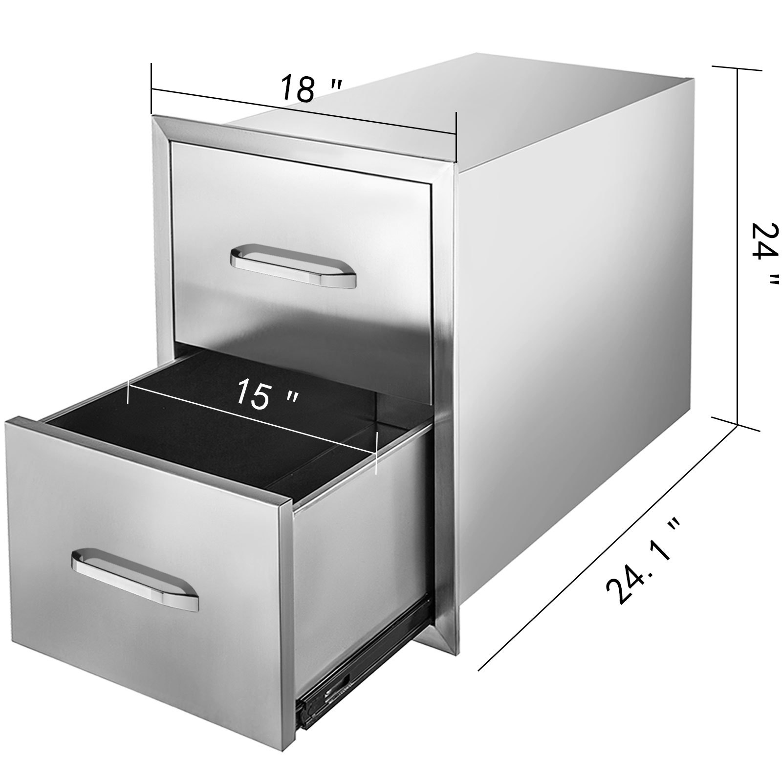 Cajonera Cajón De Cocina Para Exterior Acero Inoxidable 24"x18"con Asa Cromada