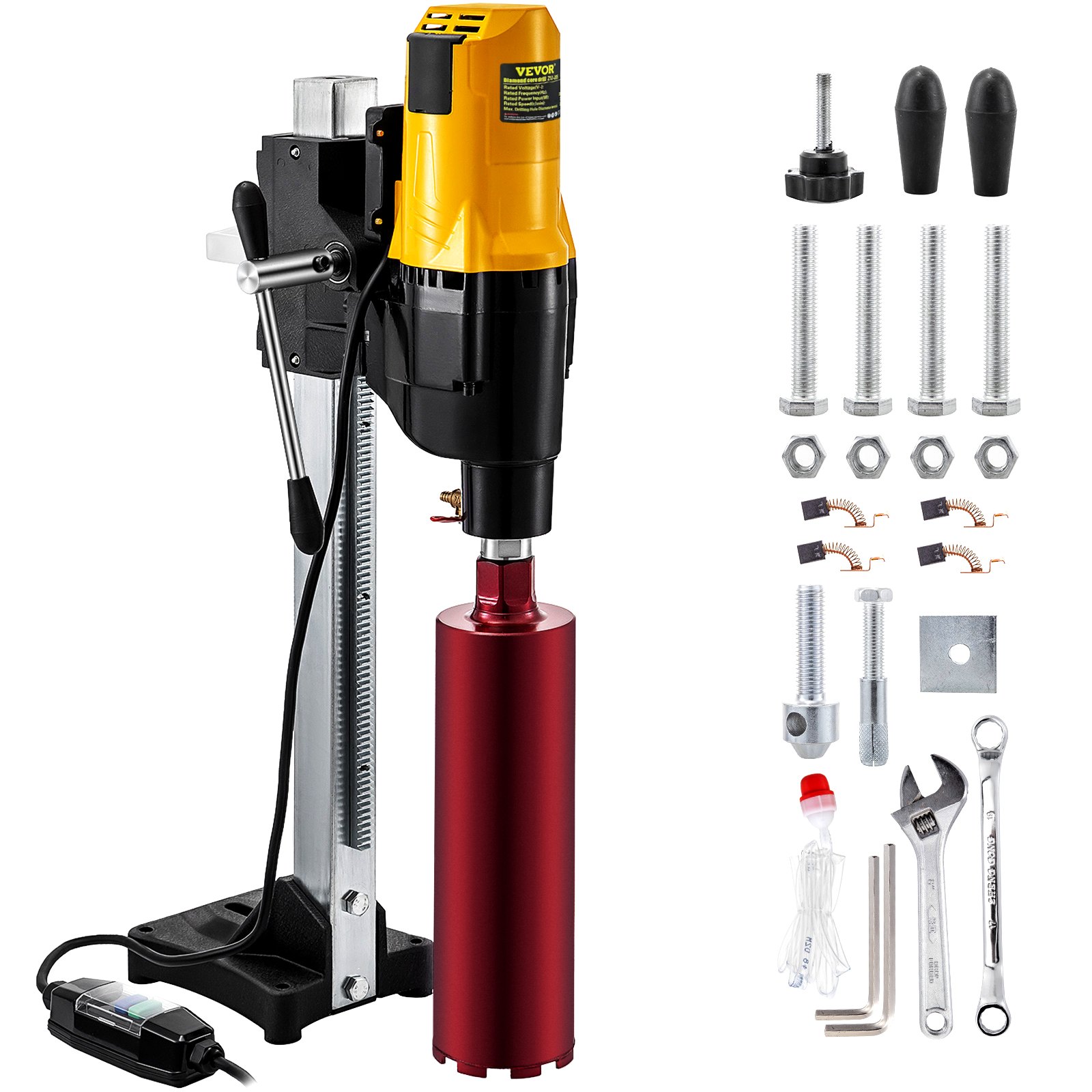 VEVOR Taladro Percutor 225 mm Perforadora Hormigon Perforación Diamante de Mano Velocidad Variable