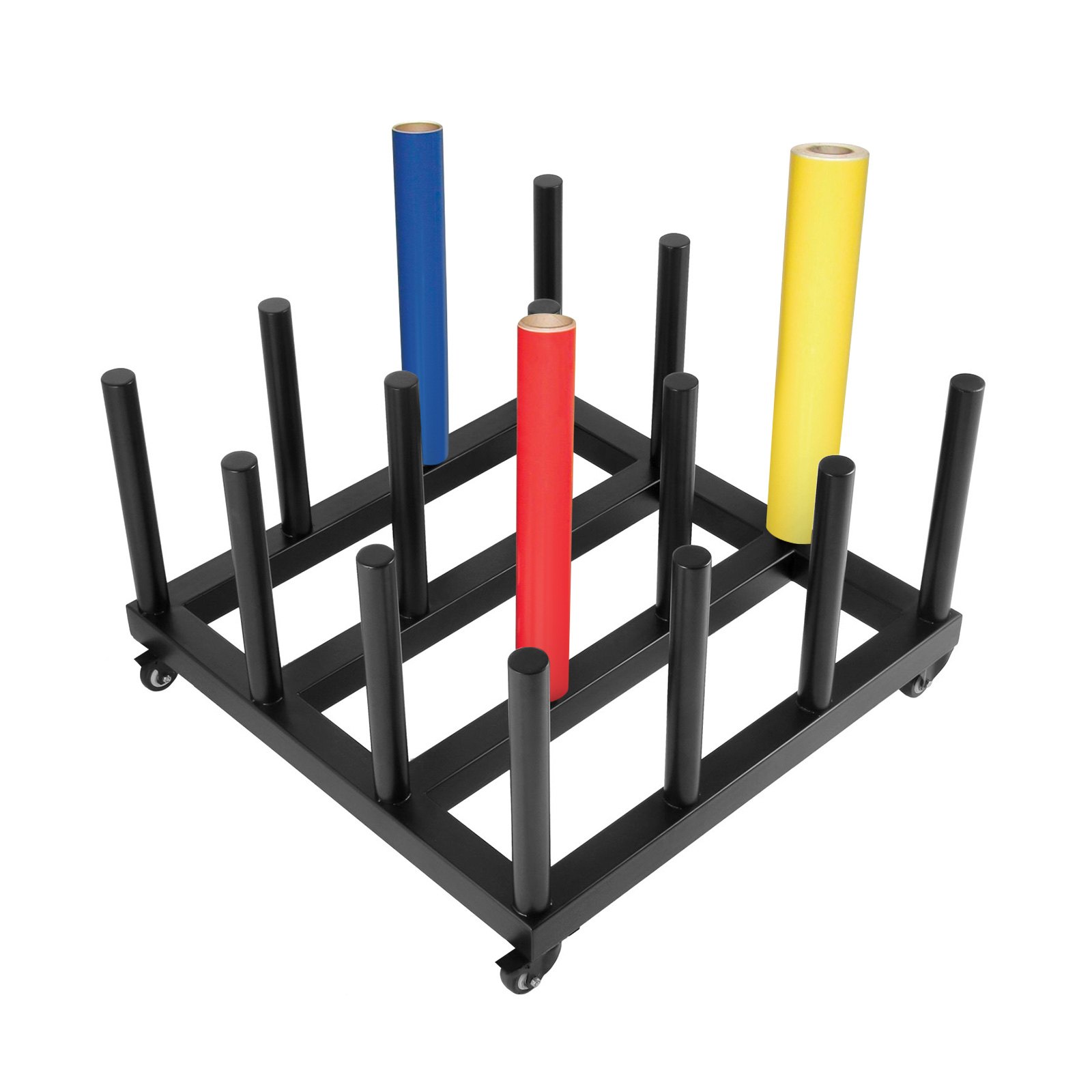 Nuevo Estante móvil para carro de vinilo para medios digitales de alta resistencia, capacidad de 16 rollos, núcleo de 2