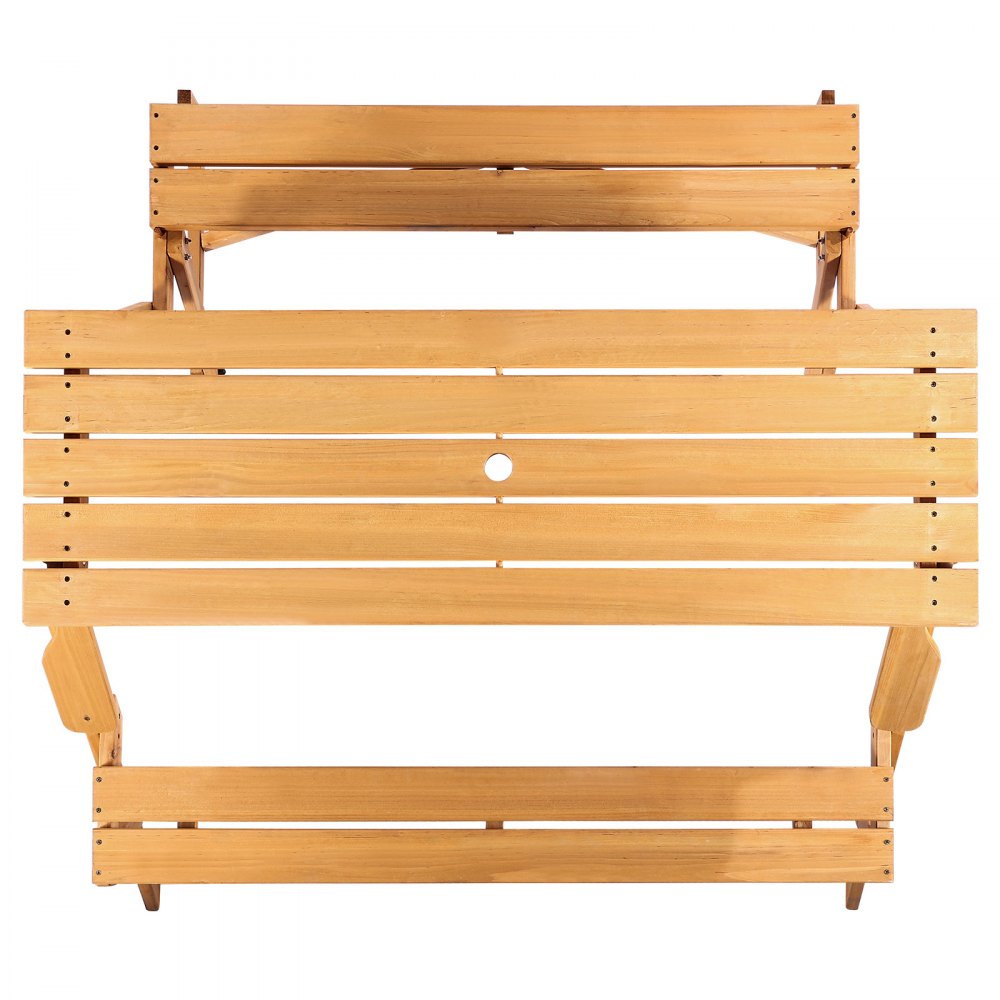 VEVOR Mesa de Pícnic Intercambiable Transformable Juego de Mesa y Banco de Madera para Exterior Banco Plegable Portátil con Hueco para Sombrilla Muebles de Comedor para Jardín, Porche, Marrón