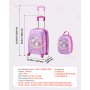 VEVOR Juego de Maletas para Niños 2 Piezas, Maleta de Cabina con Ruedas 45,7 cm Mochila de Carcasa Dura, Patrón Unicornio Rosado, Equipaje Infantil para Escuela Viaje Camping, Aprobado por Aerolíneas