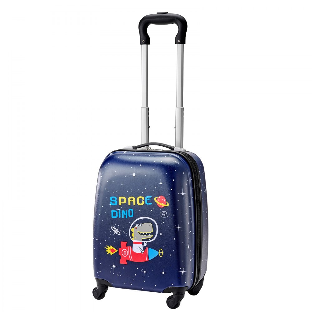 VEVOR Juego de Maletas Infantiles 2 Piezas, Maleta de Cabina con Ruedas 45,7 cm, Mochila de Carcasa Dura, Dinosaurio Azul Marino, Equipaje Infantil para Escuela Viaje Camping, Aprobado por Aerolíneas