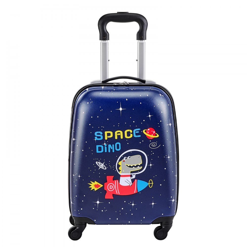 VEVOR Juego de Maletas Infantiles 2 Piezas, Maleta de Cabina con Ruedas 45,7 cm, Mochila de Carcasa Dura, Dinosaurio Azul Marino, Equipaje Infantil para Escuela Viaje Camping, Aprobado por Aerolíneas