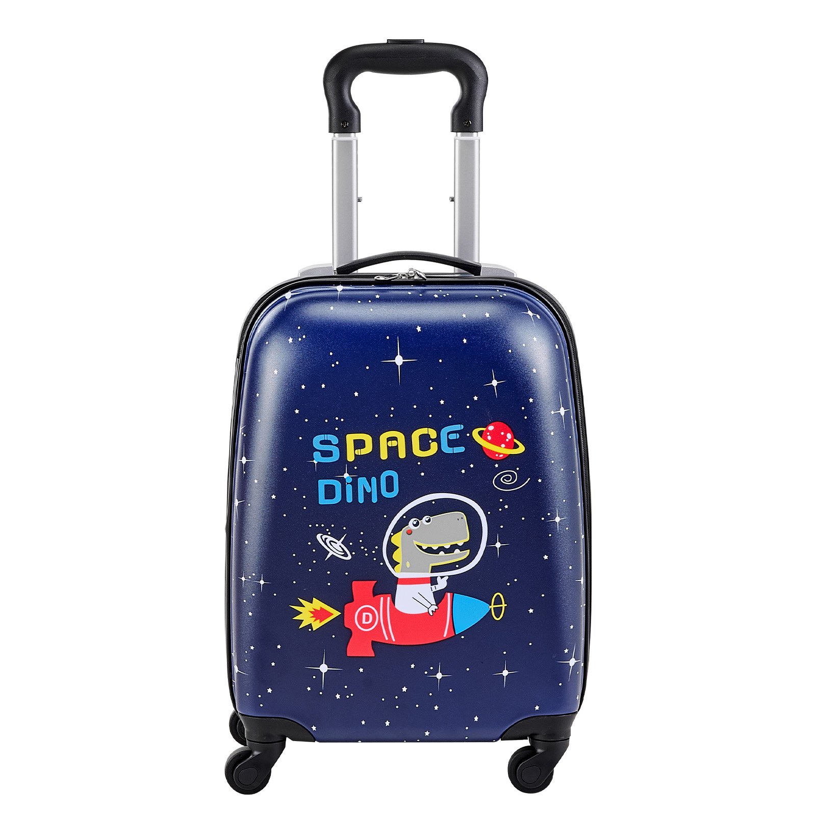 VEVOR Juego de Maletas Infantiles 2 Piezas, Maleta de Cabina con Ruedas 45,7 cm, Mochila de Carcasa Dura, Dinosaurio Azul Marino, Equipaje Infantil para Escuela Viaje Camping, Aprobado por Aerolíneas