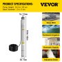 VEVOR Bomba Sumergible para Pozos Profundos de 1,800 L / h 370 KW, Bomba de Agua de Acero Inoxidable 304 con Cable de Conexión de 14 m 6,4 kg, Bomba de Agua para Pozos de 50 Hz 220 V con Altura 55 m
