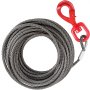 VEVOR Cable Cuerda de Cabrestante de Acero 2T Galvanizado, Cuerda de Alambre con Gancho 10 mm x 30 m, Resistencia la Rotura de 8,800 lb para Servicios Pesados, Cable de Remolque de Alta Resistencia