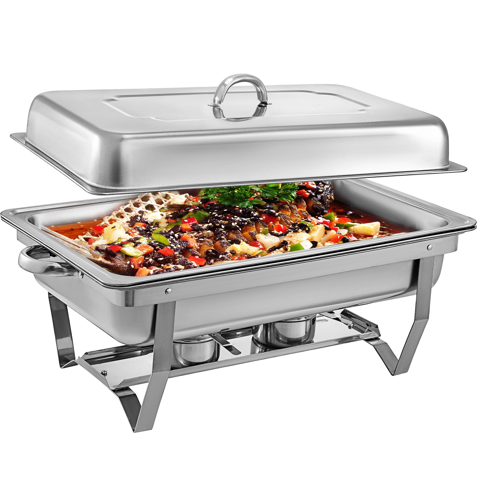 2 Pcs Catering Chafing Dish Calentador Plato De Frotamiento Base Plegable
