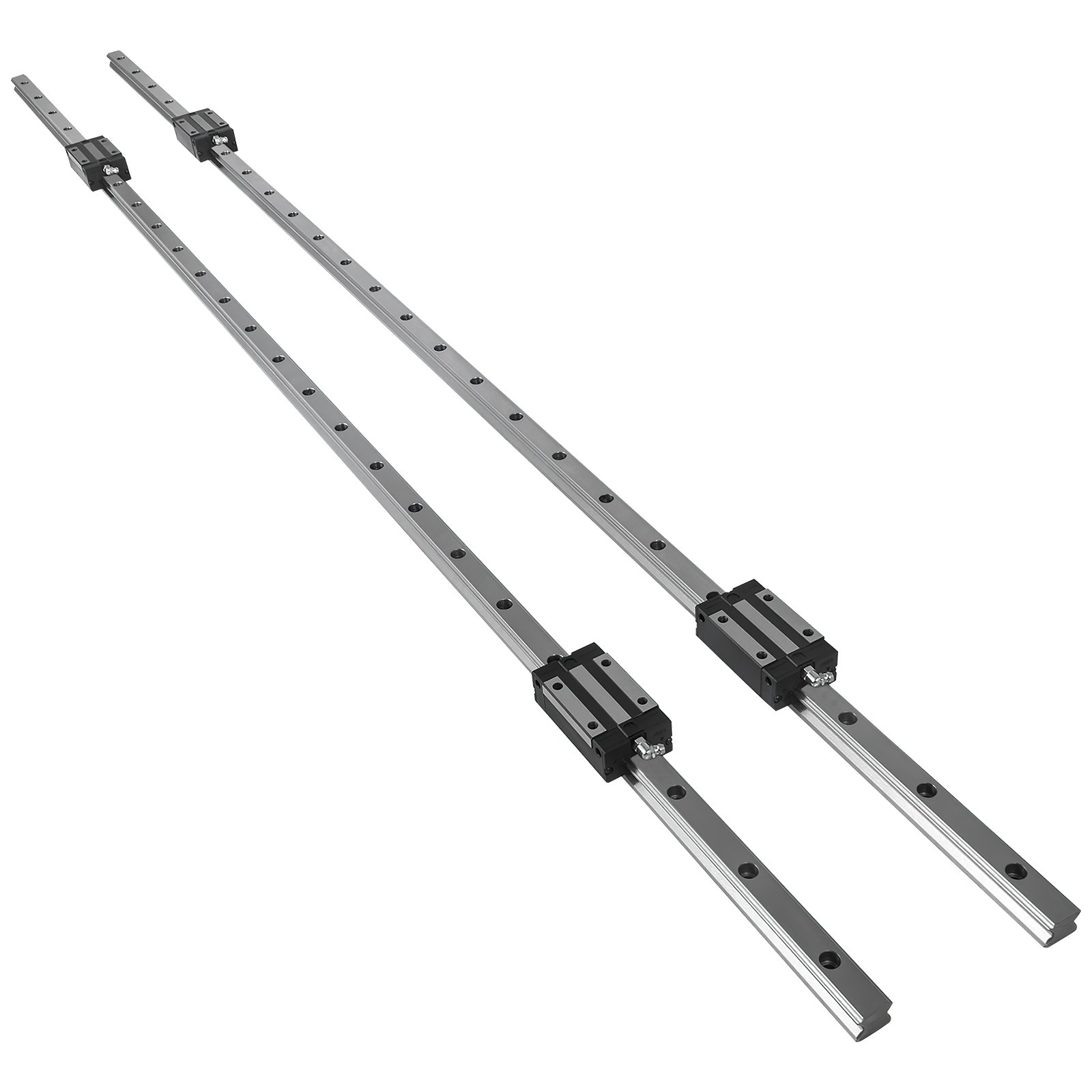 VEVOR Carril Lineal HGH20 Juego de Guías de Lineal con 4 Bloques de Almohadas y 2 Ejes de Carril de 1,500 mm, Carril Lineal Inoxidable con Orificios Pretaladrados, Riel de rodamiento lineal