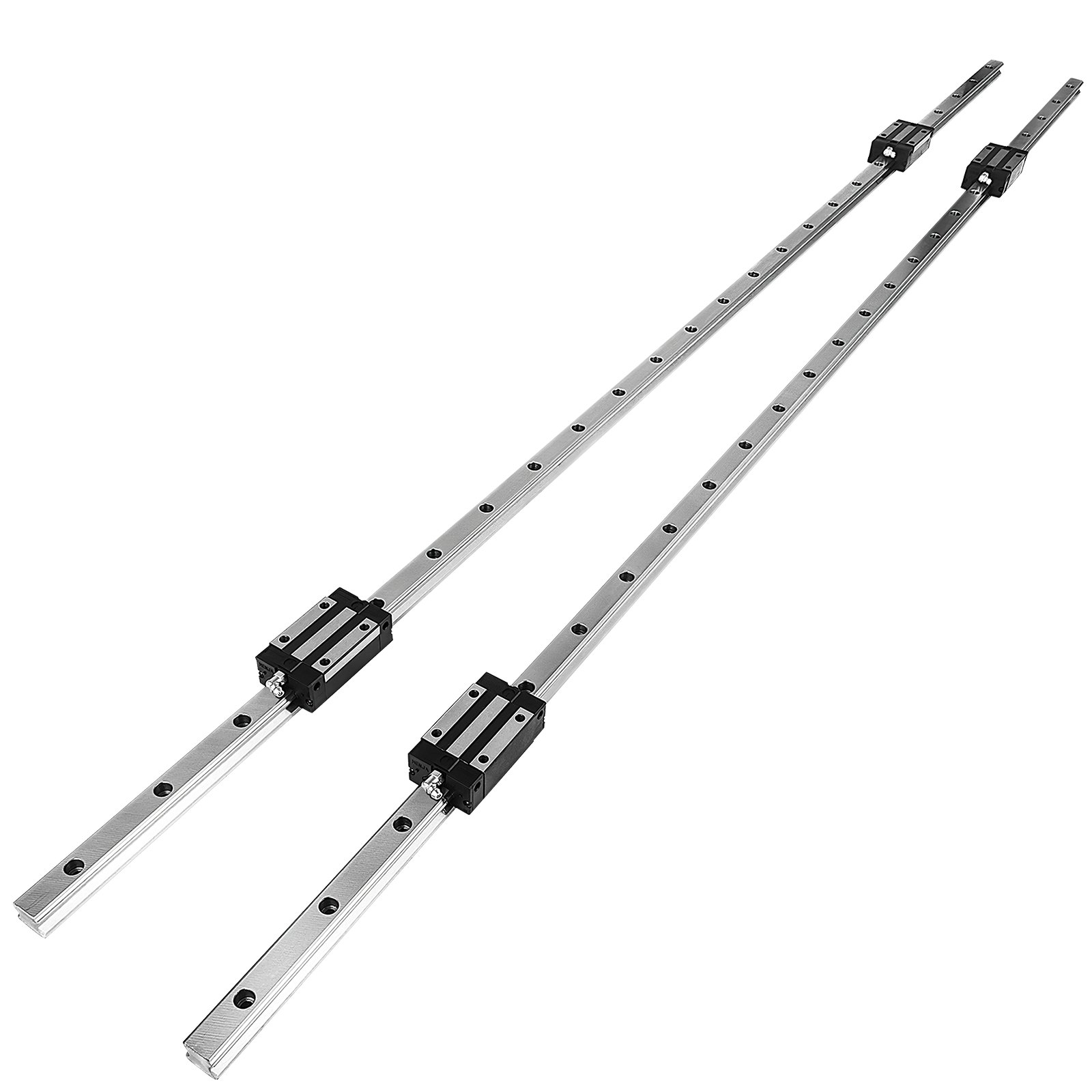 VEVOR Carril Lineal HGH20 Juego de Guías de Lineal con 4 Bloques de Almohadas y 2 Ejes de Carril de 1,500 mm, Carril Lineal Inoxidable con Orificios Pretaladrados, Riel de rodamiento lineal