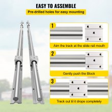 Eje de Guía Deslizante de Revestimiento SBR20- 2,200 mm de 20 mm, Juego CNC de 2 Rieles + 4SBR20UU Rodamiento Bloque CNC