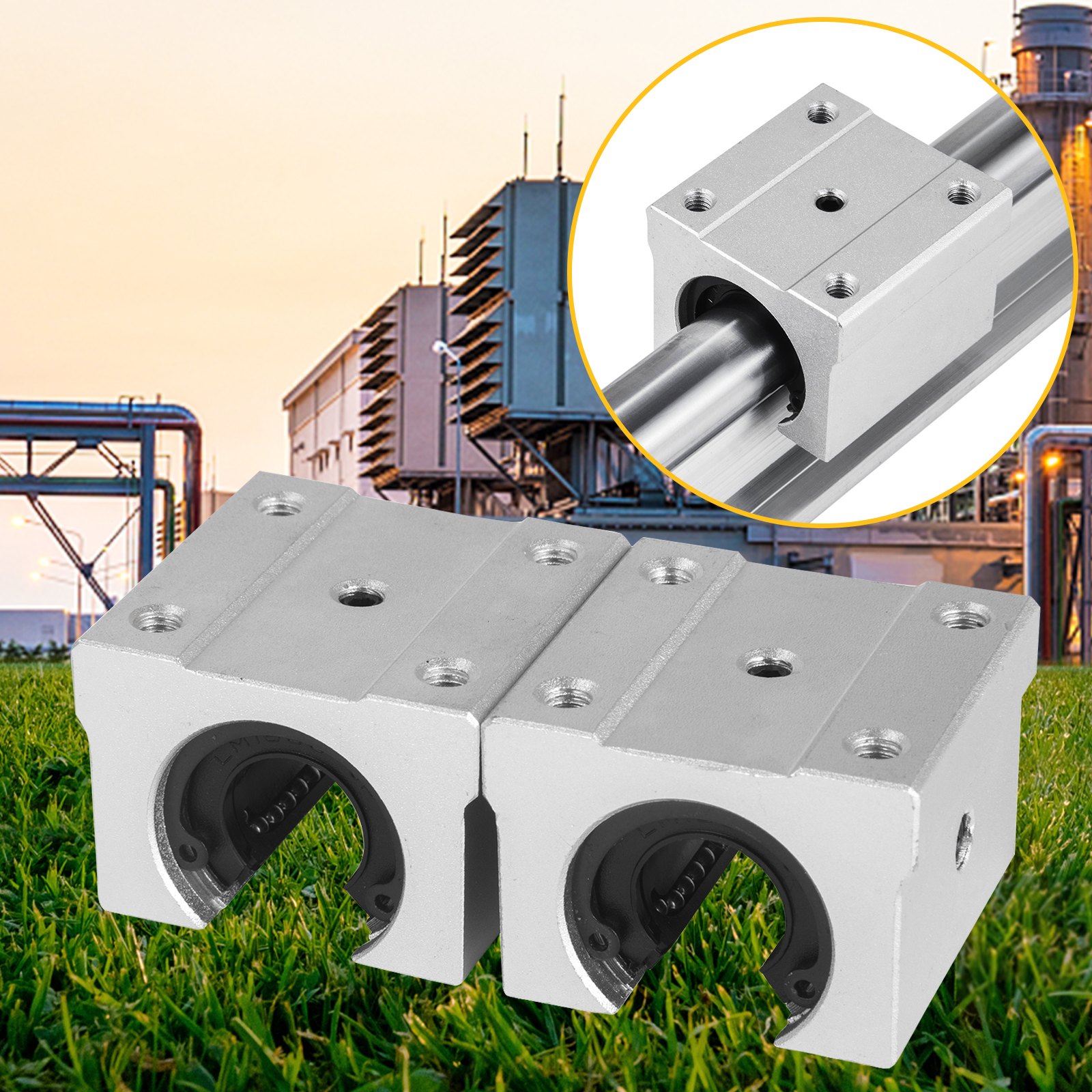 VEVOR Guia Lineal Carriles de Deslizamiento Lineal y Bloques 2 Piezas de Ejes SBR20 y 4 Bloques de Cojinetes SBR20UU Guías de Rodamiento Lineal