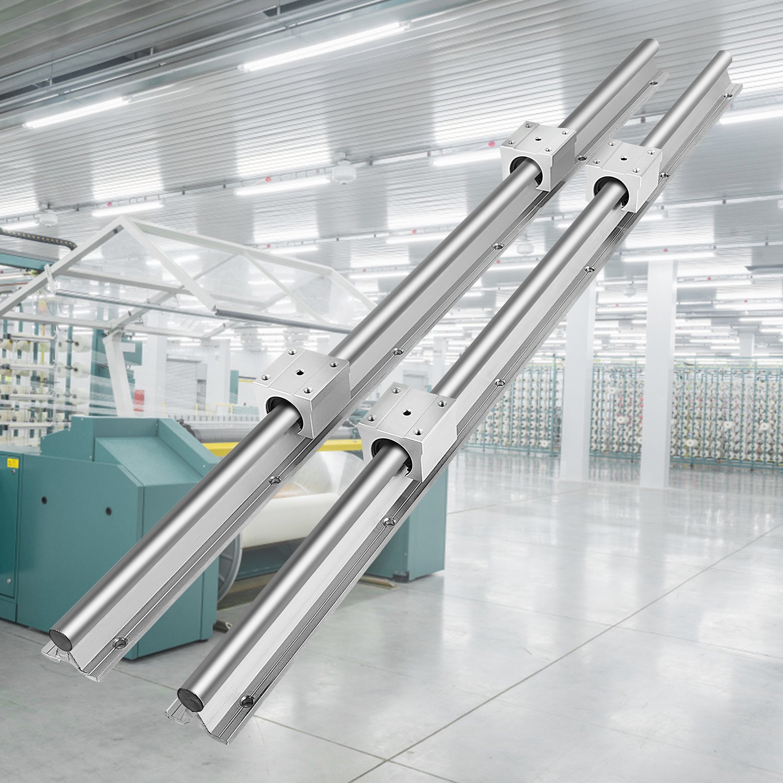 VEVOR Guia Lineal Juego de Eje de Guía Deslizante Lineal de 20 mm SBR20- 800 mm 2 Rieles 4 SBR20UU Bloque de Rodamiento Cnc