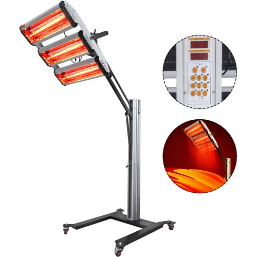 VEVOR Secador Infrarrojos 3000W, Secador de Pintura Infrarrojo para Carrocería Coche 3000W, Secador de Pintura Infrarrojo, Infrarrojos Lámpara de Secado de Pintura, Lámpara de Infrarrojo, con LCD