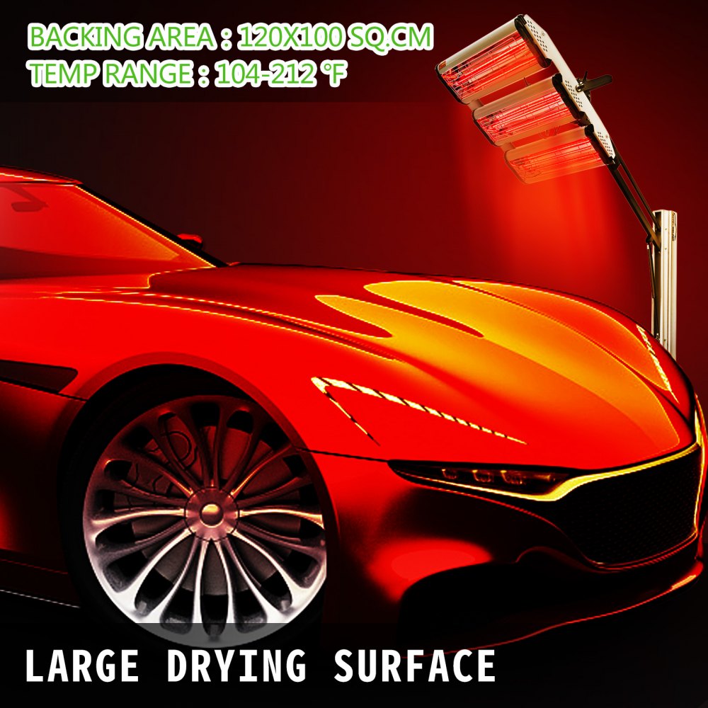 VEVOR Secador Infrarrojos 3000W, Secador de Pintura Infrarrojo para Carrocería Coche 3000W, Secador de Pintura Infrarrojo, Infrarrojos Lámpara de Secado de Pintura, Lámpara de Infrarrojo, con LCD