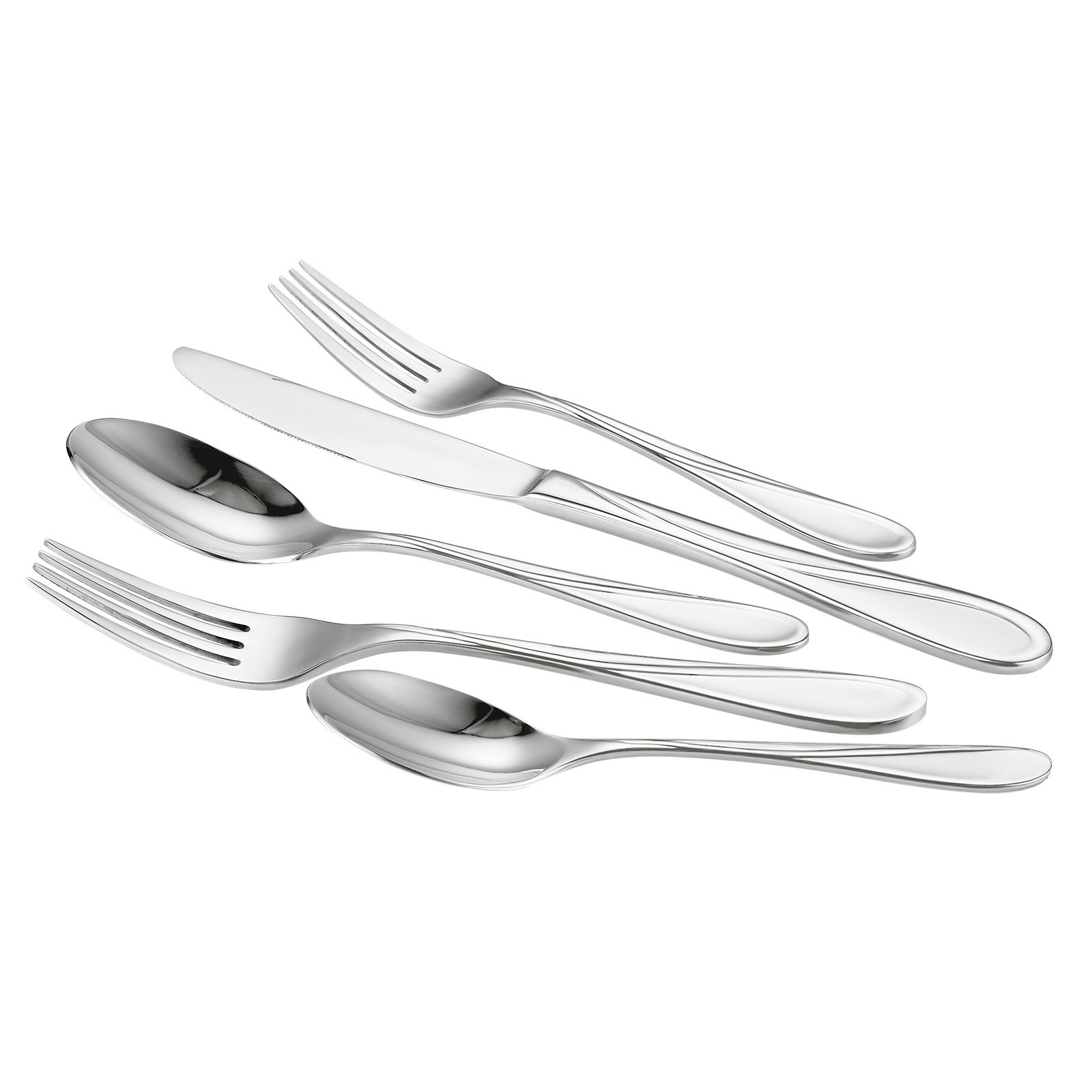 VEVOR 30-piece cutlery set made of food-grade stainless steel, high-gloss polished cutlery set, dishwasher-safe tableware for the kitchen, service for 6 people, including knife, fork, and spoon