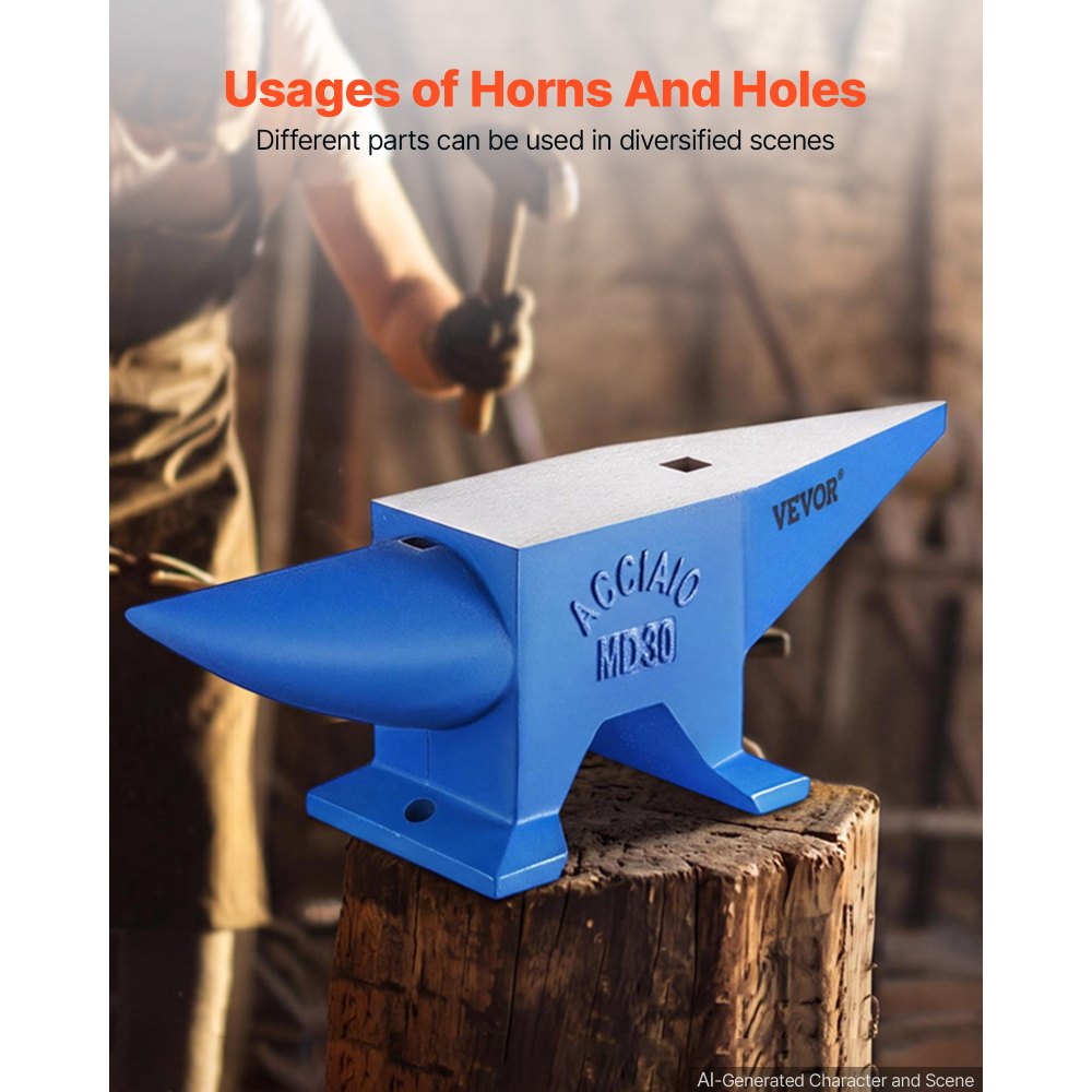 VEVOR Yunque de Acero 30KG, Yunque de Metal 66LBS, Yunque de Herrero Ideal para Metalúrgicos y Herreros para Remachar, Aplanar, Forjar y Formar Metal