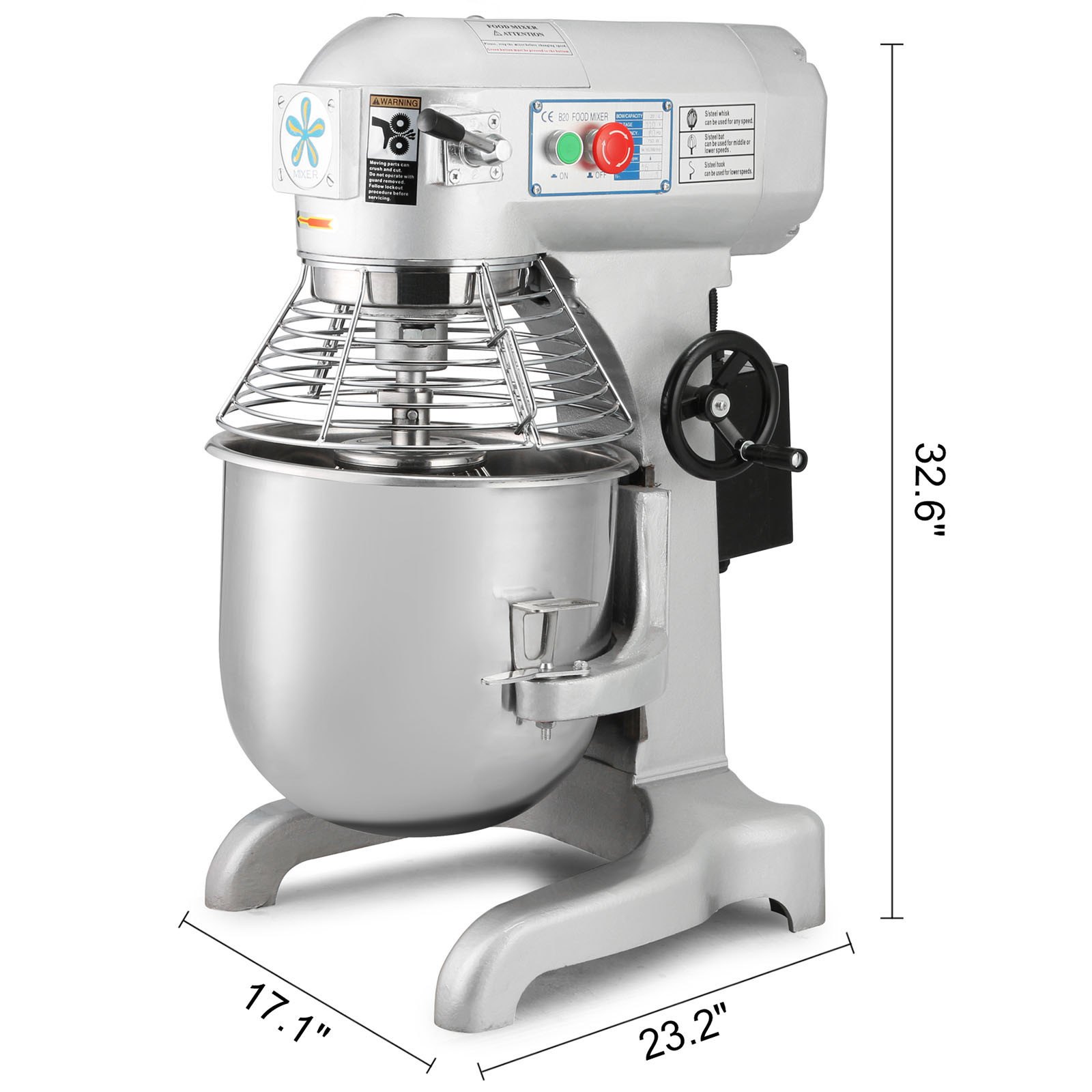 Batidora Amasadora Vevor Artisan 30l 1100w Robot De Cocina - Plata
