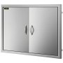 Barbacoa VEVOR de acero inoxidable con puerta de doble acceso, elegantes tiradores y un diseño moderno.