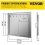 Puerta de acceso para barbacoa VEVOR con dimensiones de 31&quot; x 31&quot; y detalles de vista lateral