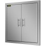 Puerta de acceso para barbacoa VEVOR de acero inoxidable con manijas dobles y diseño elegante.