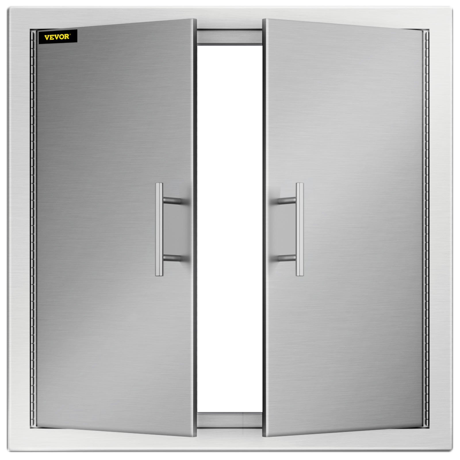 Puerta de acceso para barbacoa VEVOR de acero inoxidable con manijas dobles y un diseño moderno y elegante.