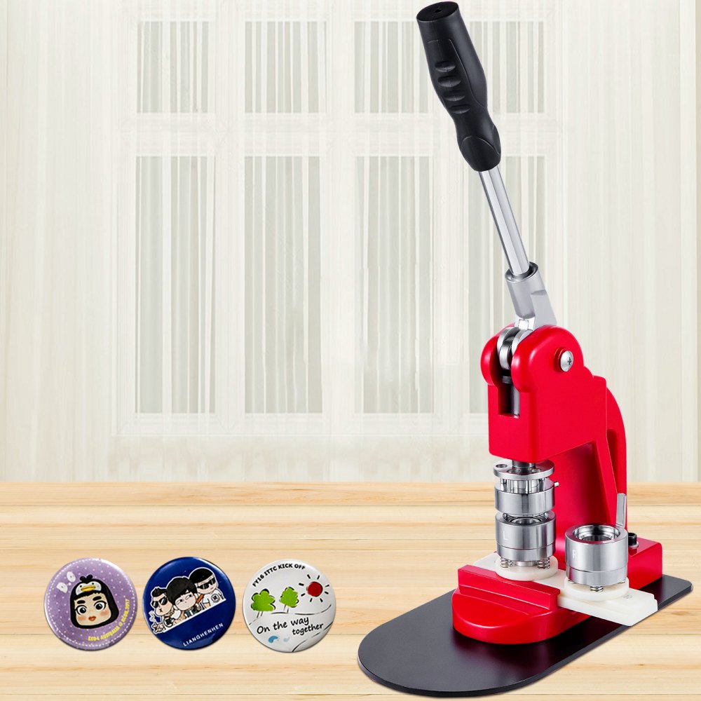 VEVOR Máquina de Prensa de Insignias 32 mm Fabricante de Botones Tamaño de la Base 16 x 29 cm Máquina para Hacer Botones, con 1 Cortador de Papel de Plástico y 1 Paquete de Accesorios para Máquina