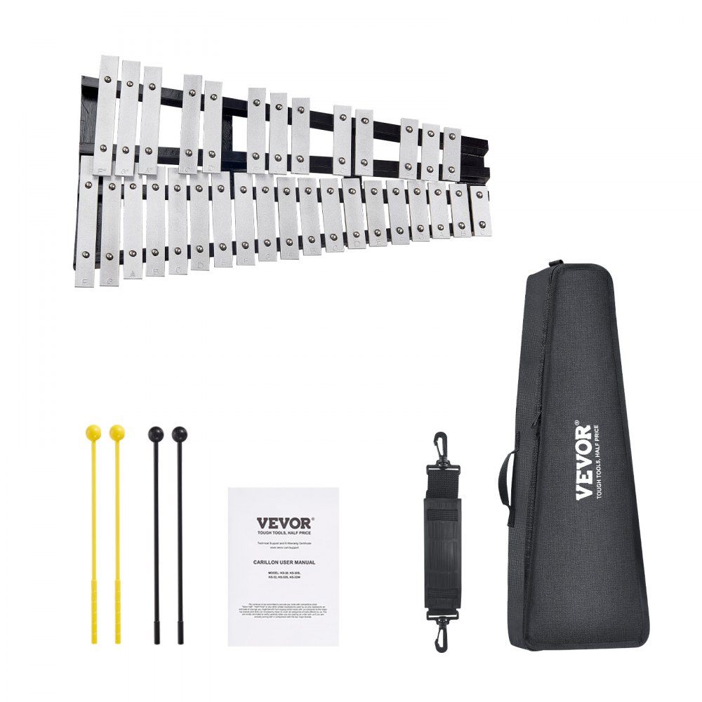 VEVOR Kit de Campana de Xilófono Glockenspiel de 32 Notas Instrumento de Percusión con Mazos, Baquetas y Bolsa de Transporte, Juego de Instrumentos de Percusión Profesional para Adulto, Estudiante