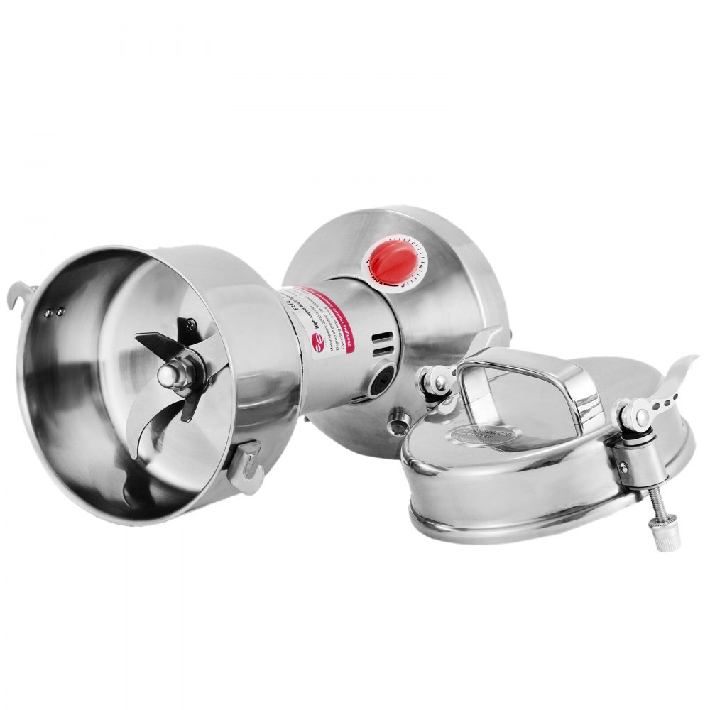 VEVOR Máquina de Molino de Grano 1.800 W Molino de Cereales Eléctrico Velocidad del Motor 26.000 r / min Molino de Granos de Acero Inoxidable Dimensiones 344 x 159 mm Tiempo de Operación 0 - 5 minutos