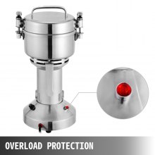 VEVOR Máquina de Molino de Grano 1.800 W Molino de Cereales Eléctrico Velocidad del Motor 26.000 r / min Molino de Granos de Acero Inoxidable Dimensiones 344 x 159 mm Tiempo de Operación 0 - 5 minutos