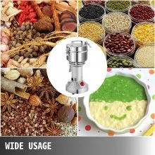VEVOR Máquina de Molino de Grano 1.800 W Molino de Cereales Eléctrico Velocidad del Motor 26.000 r / min Molino de Granos de Acero Inoxidable Dimensiones 344 x 159 mm Tiempo de Operación 0 - 5 minutos