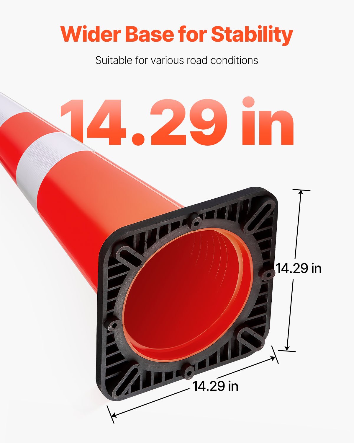 VEVOR Cono de Tráfico 6 Piezas 92 cm Pedestal de Obra de PVC Naranja Cono de Seguridad con Base Pesada y 2 Collares Reflectantes para Demarcación de Estacionamiento de Emergencia en Estacionamiento
