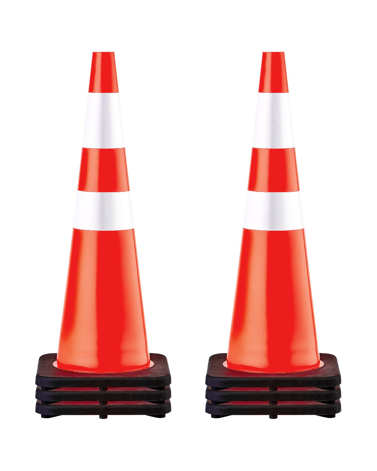 VEVOR Cono de Tráfico 6 Piezas 92 cm Pedestal de Obra de PVC Naranja Cono de Seguridad con Base Pesada y 2 Collares Reflectantes para Demarcación de Estacionamiento de Emergencia en Estacionamiento