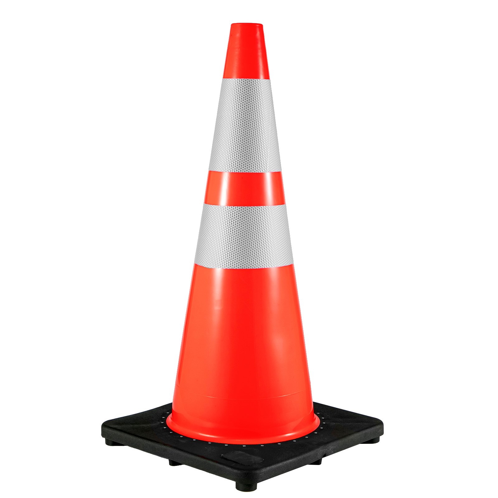 VEVOR Cono de Tráfico 6 Piezas 92 cm Pedestal de Obra de PVC Naranja Cono de Seguridad con Base Pesada y 2 Collares Reflectantes para Demarcación de Estacionamiento de Emergencia en Estacionamiento