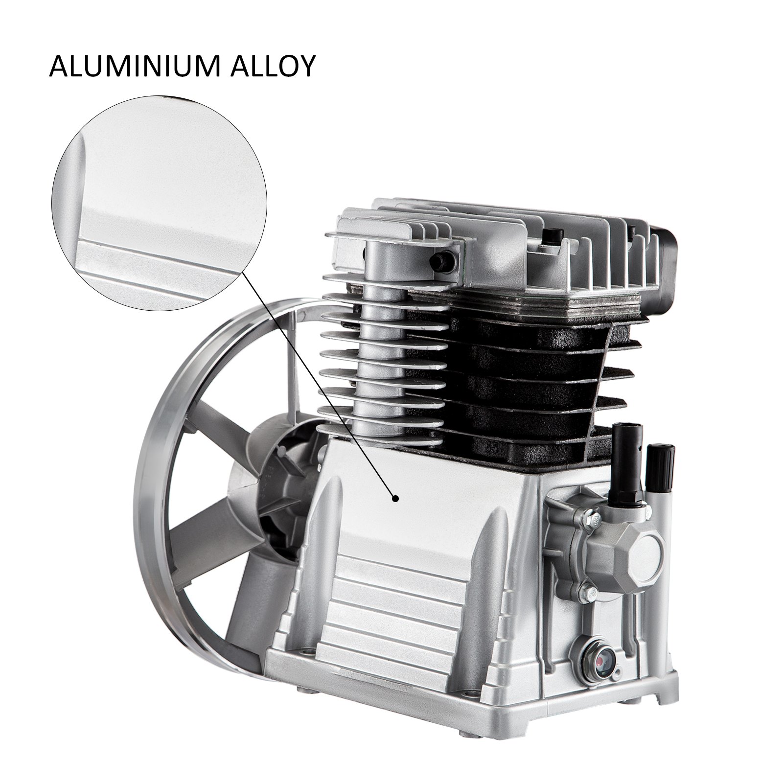 VEVOR Compresor Compactadoras Agregado 2,2kW-3kW Cabezal de la Bomba del Compresor de Aire 1300rpm Cabezal de Compresor de Aire de Material de Aluminio para Industrias Químicas Electrónicas Textiles