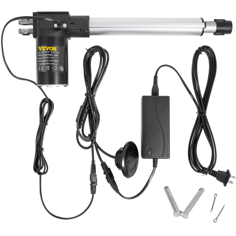 VEVOR Actuador Lineal Motor 6000 N Ajustable 380-610 mm, Actuadores de Movimiento DC 24-29 V, Lineal Actuador Ruido Bajo para Mesa Elevadora Sillón de Masaje Cama Elevadora y Plataforma Elevadora