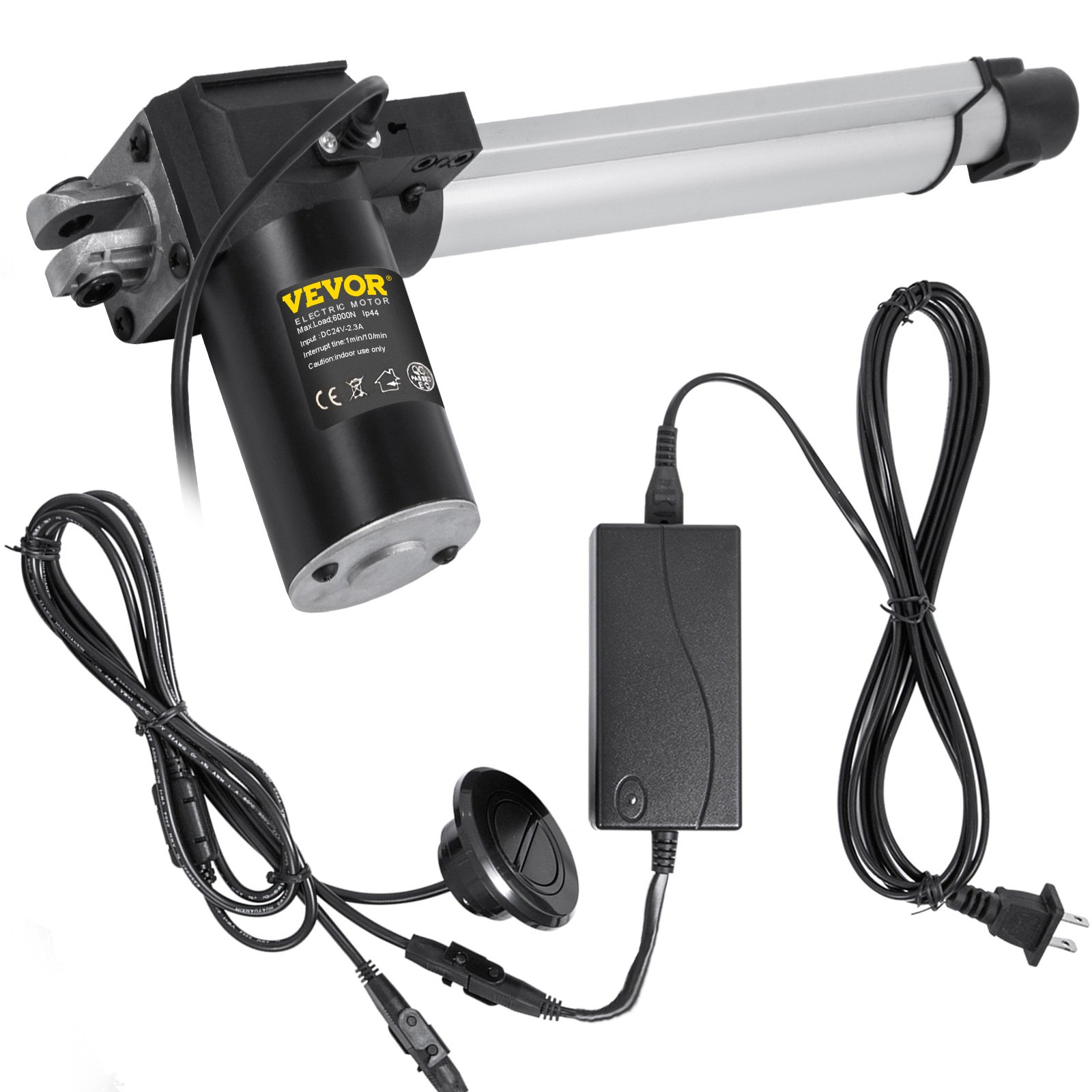 VEVOR Actuador Lineal Motor 6000 N Ajustable 380-610 mm, Actuadores de Movimiento DC 24-29 V, Lineal Actuador Ruido Bajo para Mesa Elevadora Sillón de Masaje Cama Elevadora y Plataforma Elevadora