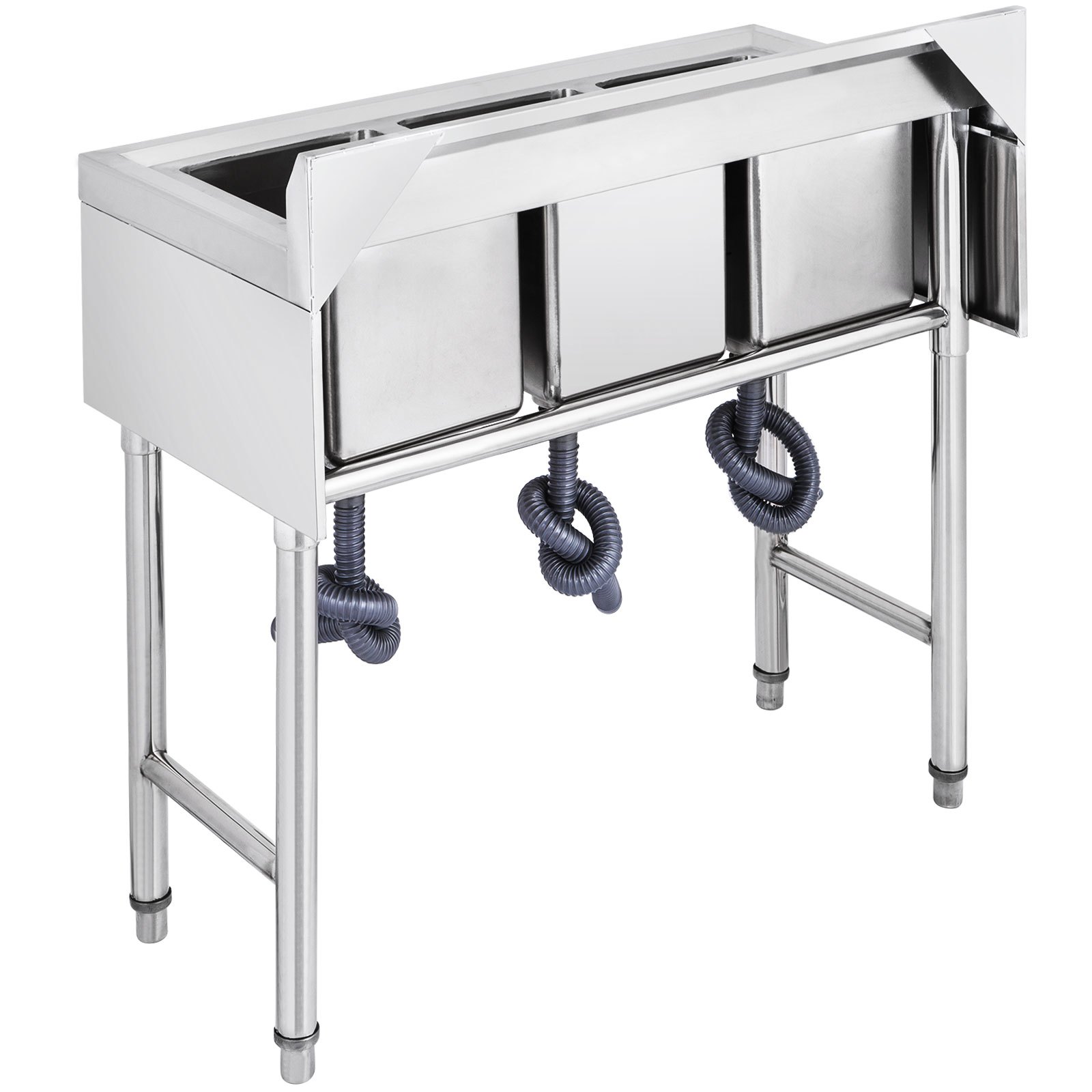 Fregadero De Cocina 3 Seno Hecho A Mano Acero Inoxidable Cuadrado Para Cocina
