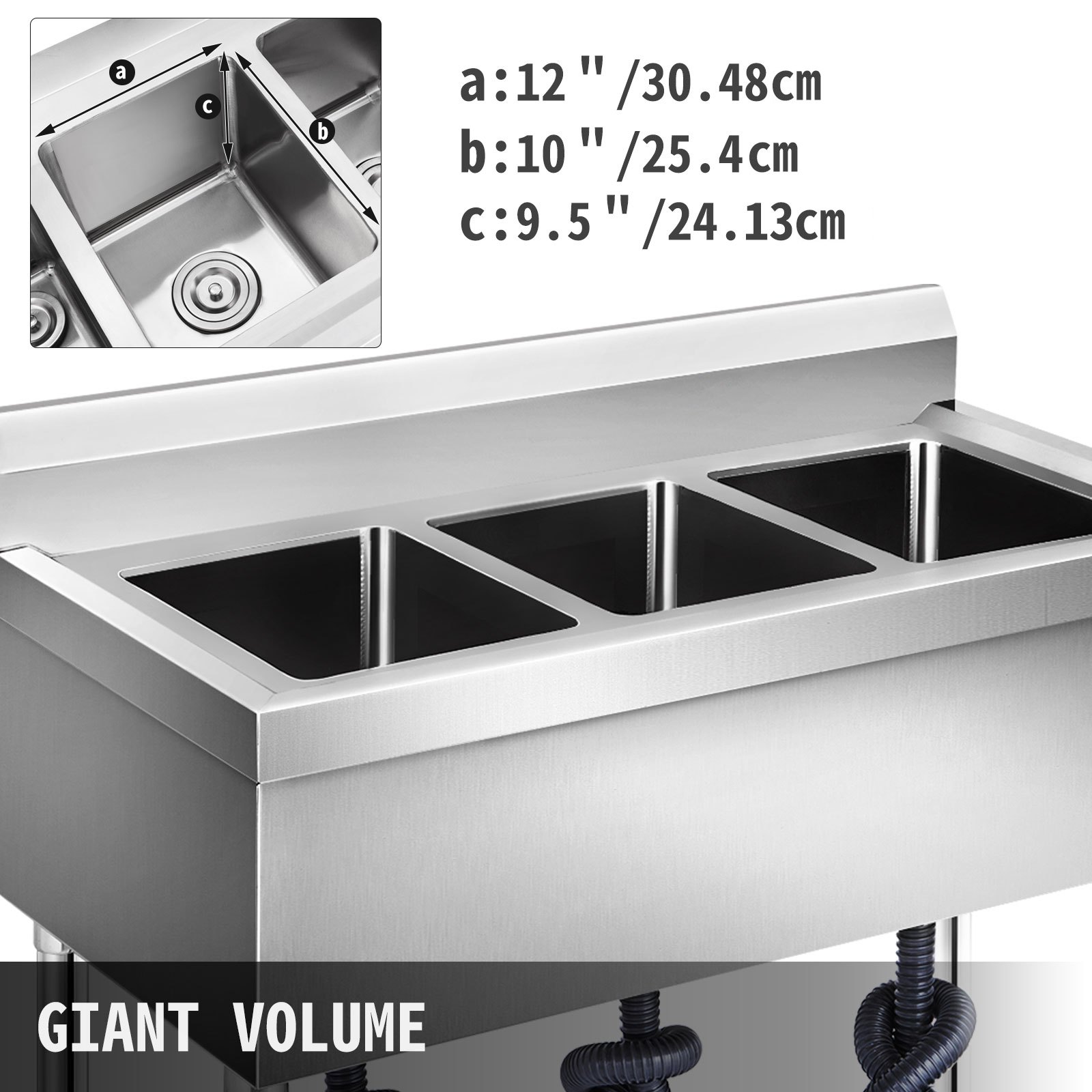 Fregadero De Cocina 3 Seno Hecho A Mano Acero Inoxidable Cuadrado Para Cocina
